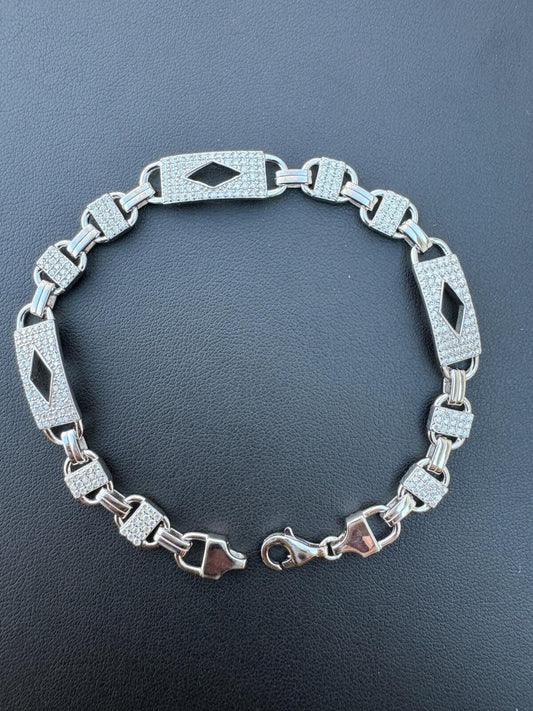 HarlemBling MOISSANITE Iced Custom Valentino Mariner Real 925 Silver Hip Hop Bracelet 10mm