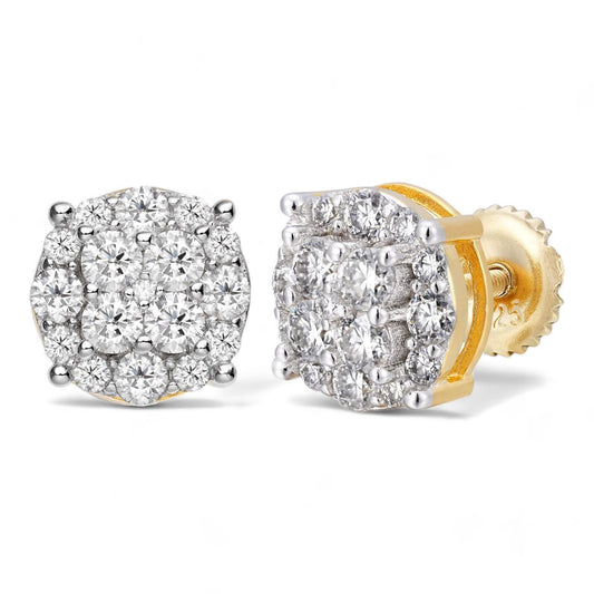 HarlemBling MOISSANITE Iced Out Culture Earrings - 14k Gold Vermeil 925 Silver - 9mm
