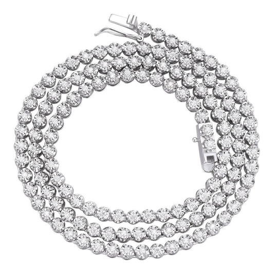 HarlemBling MOISSANITE Illusion Tennis Chain Necklace Iced Out - 925 Silver - 3mm - 16"-28"