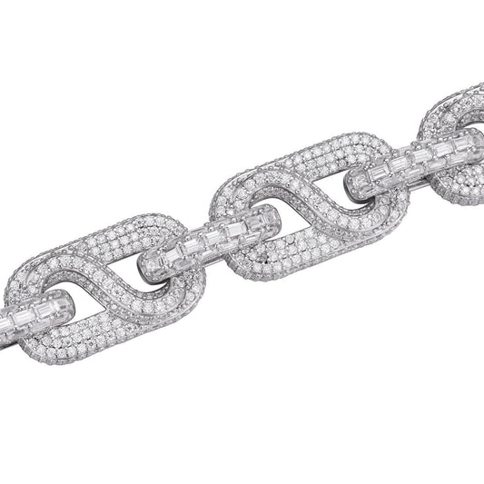 HarlemBling MOISSANITE Infinity Gucci Link Chain Necklace Iced Out - 925 Silver - 14mm - 18"-28"