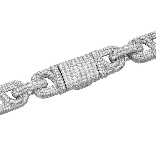 HarlemBling MOISSANITE Infinity Gucci Link Chain Necklace Iced Out - 925 Silver - 14mm - 18"-28"