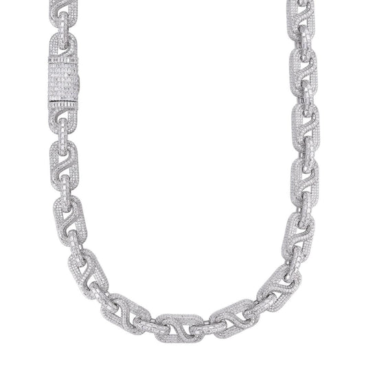 HarlemBling MOISSANITE Infinity Gucci Link Chain Necklace Iced Out - 925 Silver - 14mm - 18"-28"