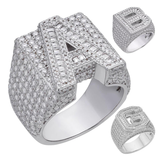 HarlemBling MOISSANITE Initial Letters A-Z Ring - 925 Silver