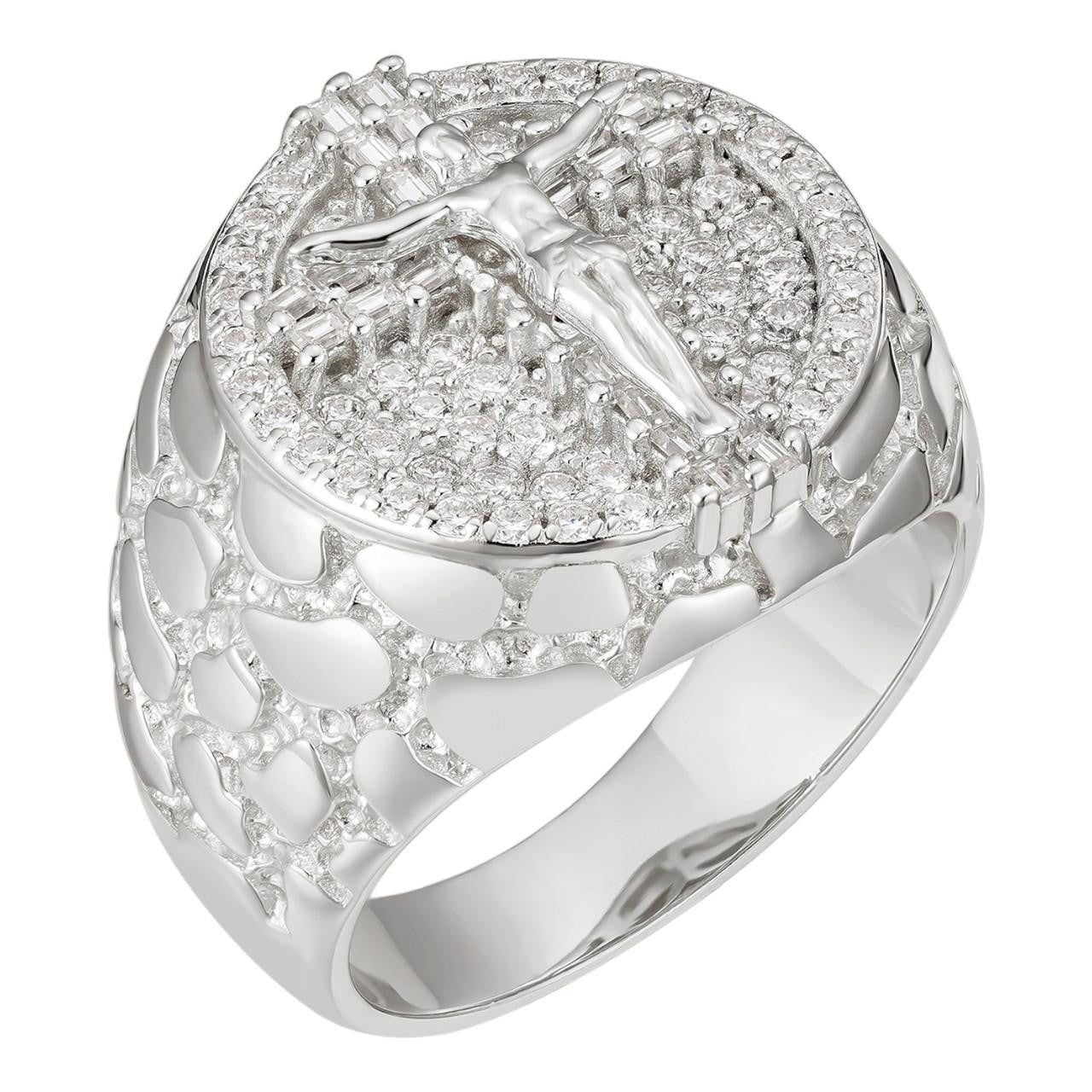 HarlemBling Moissanite Jesus On Cross Nugget Ring - 925 Silver