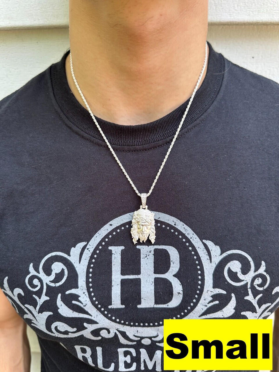 HarlemBling MOISSANITE Jesus Piece Iced Pendant Necklace - Real 925 Sterling Silver -Sandblasted Matte Finish