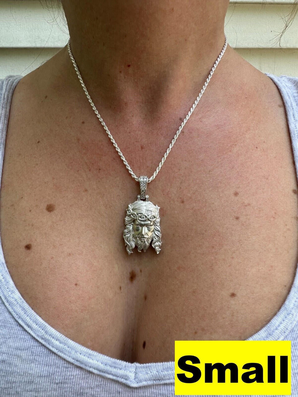 HarlemBling MOISSANITE Jesus Piece Iced Pendant Necklace - Real 925 Sterling Silver -Sandblasted Matte Finish