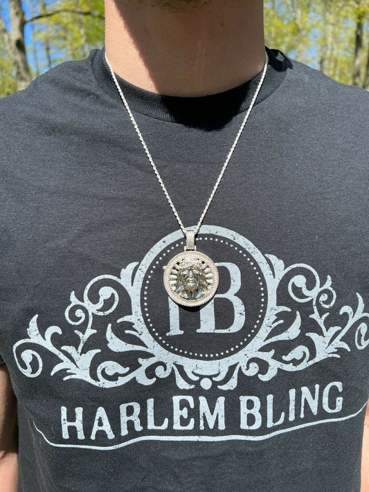 HarlemBling Moissanite Jesus Round Medallion Pendant Necklace Iced Hip Hop Pass Diamond Test