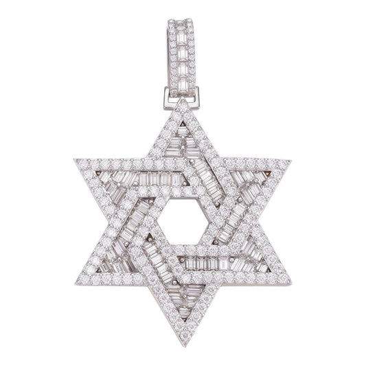HarlemBling MOISSANITE Jewish Star Of David Pendant - 925 Silver - 2 Sizes 1.33"-2.5"
