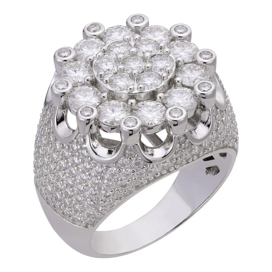 HarlemBling MOISSANITE Large Royal Crown Iced Out Ring - 925 Silver