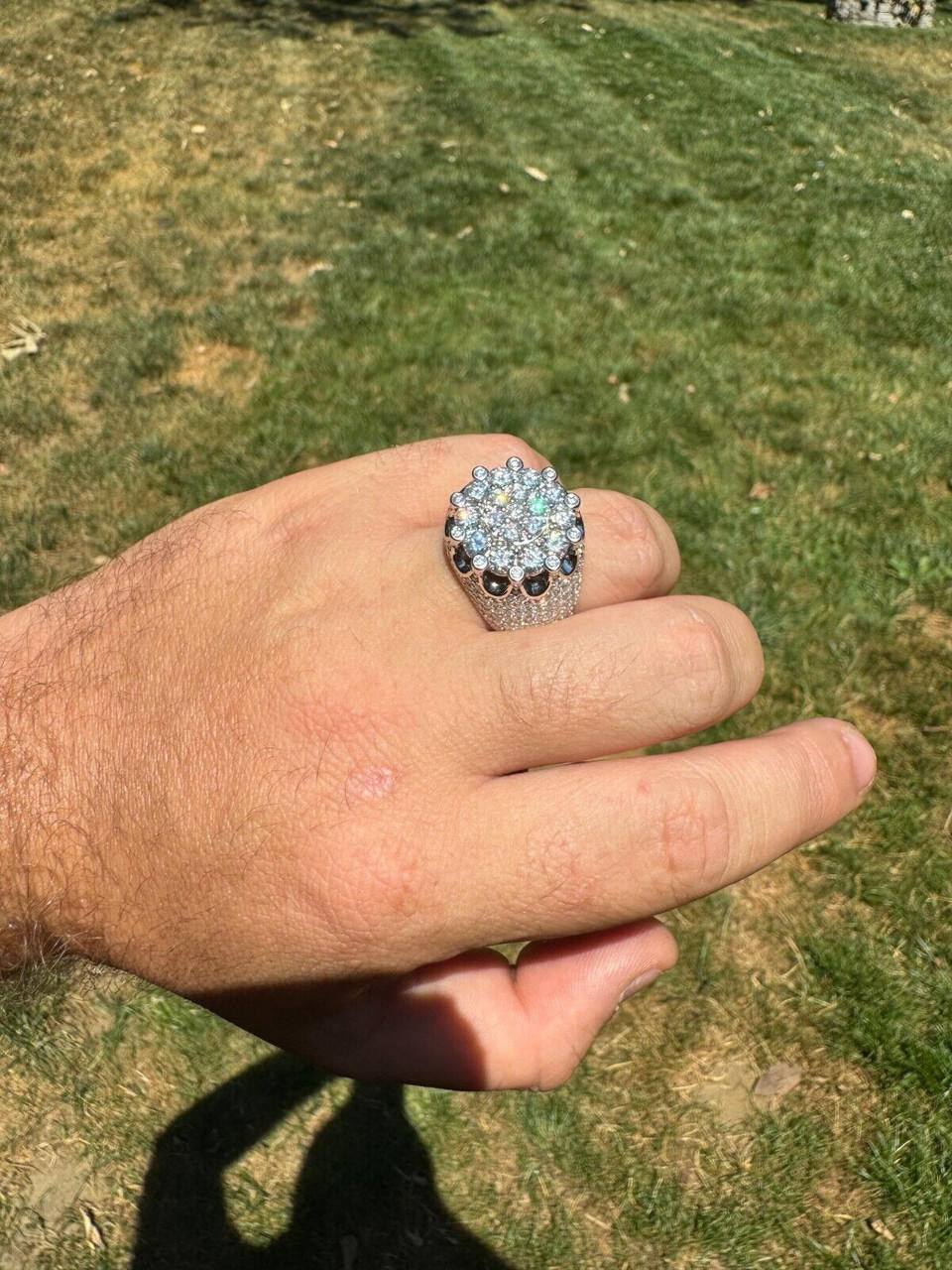 HarlemBling MOISSANITE Large Royal Crown Iced Out Ring - 925 Silver