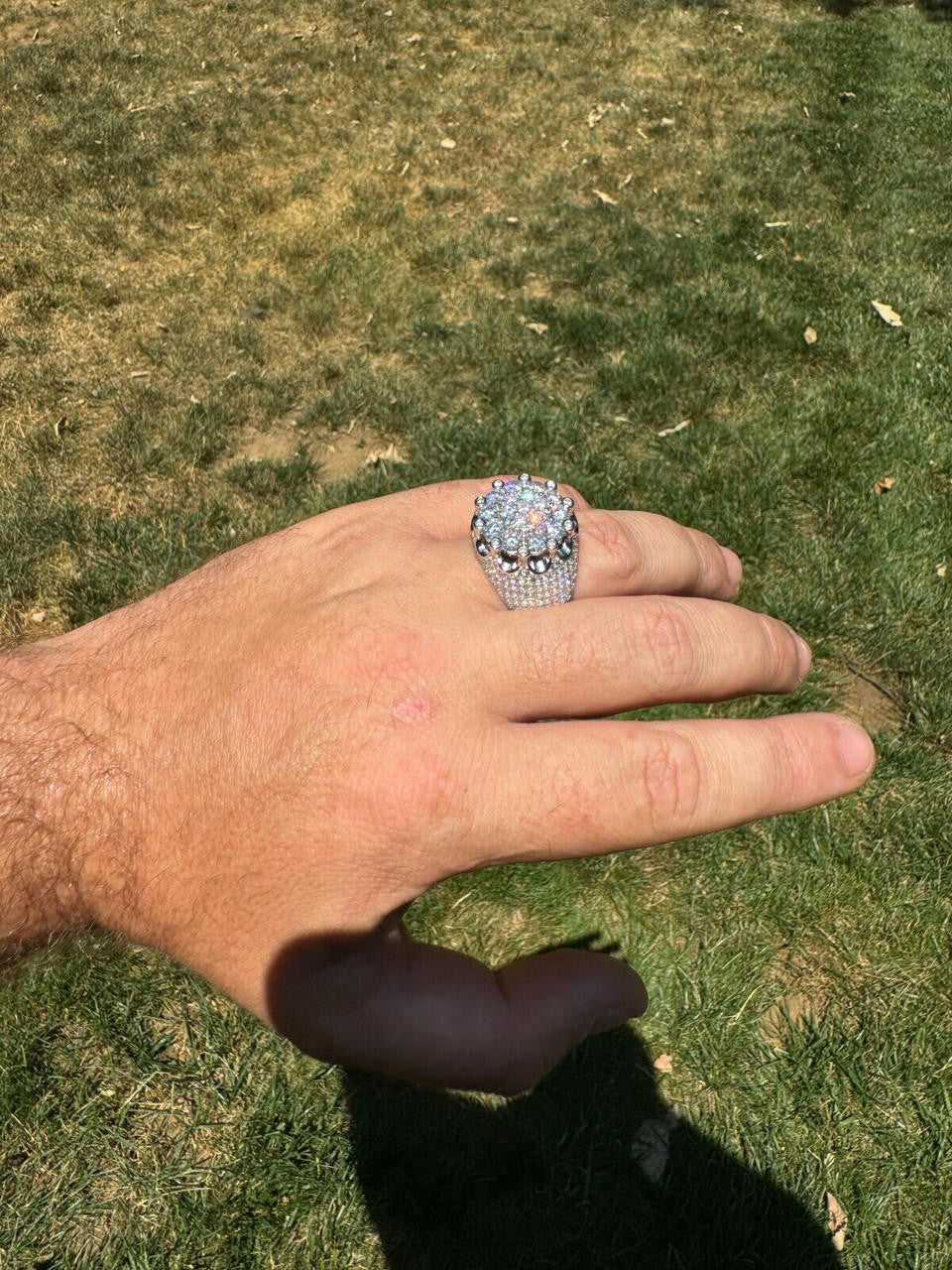 HarlemBling MOISSANITE Large Royal Crown Iced Out Ring - 925 Silver