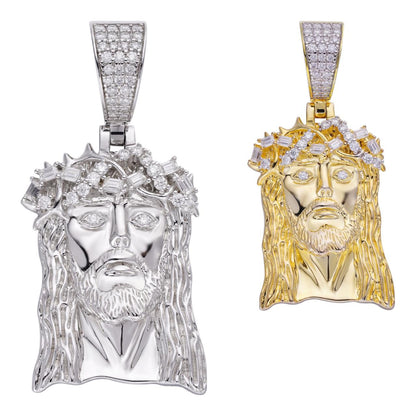 HarlemBling MOISSANITE Majestic HipHop Jesus Pendant - 14k Gold Vermeil Or 925 Silver - Medium 2.25"