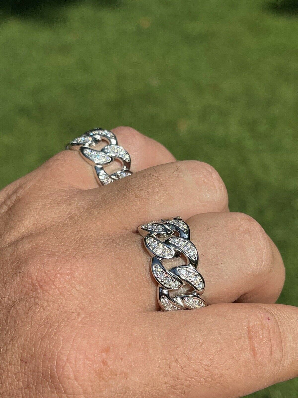 HarlemBling MOISSANITE Miami Cuban Ring 925 Sterling Silver Passes Diamond Tester Real Iced