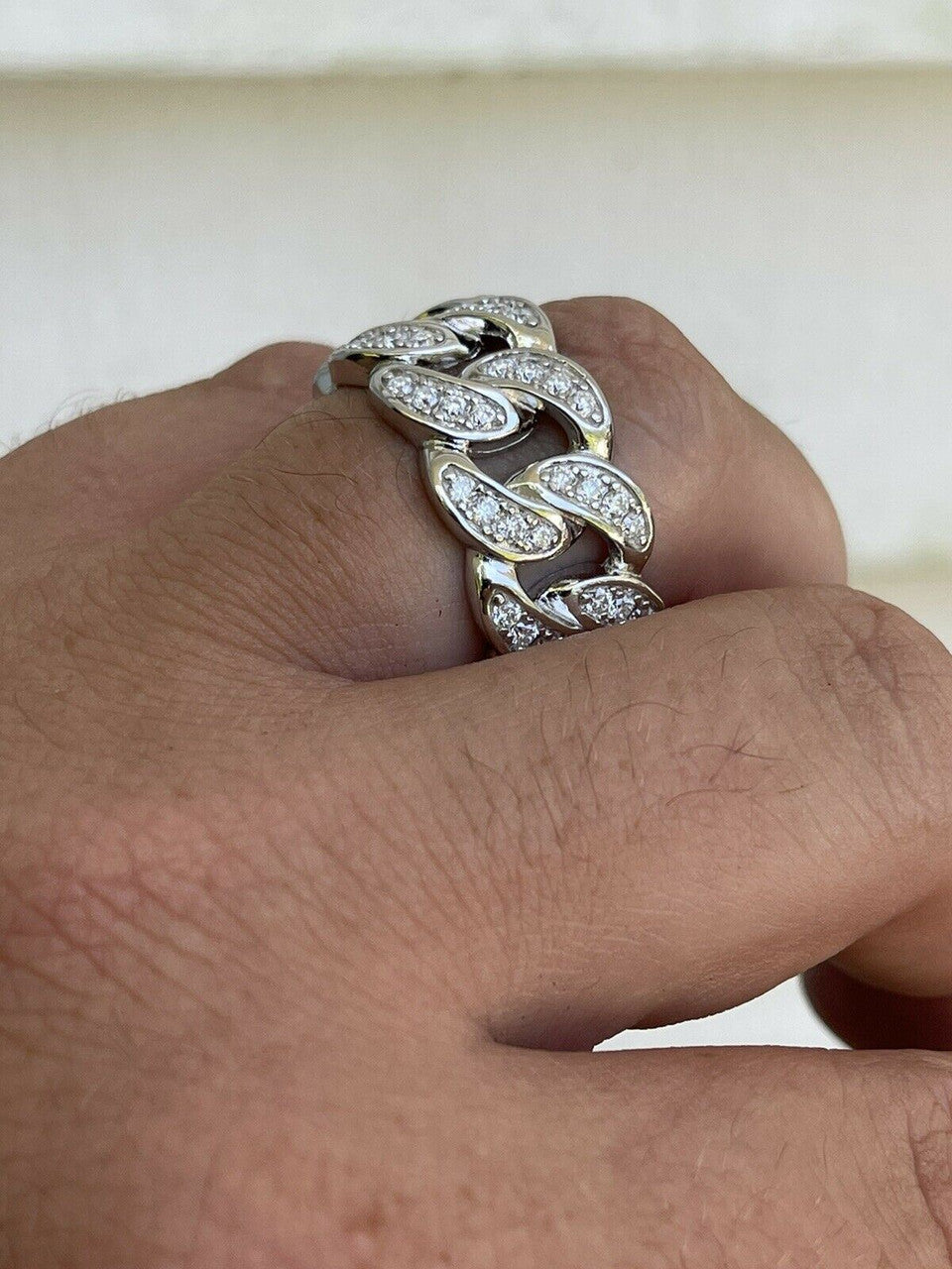 HarlemBling MOISSANITE Miami Cuban Ring 925 Sterling Silver Passes Diamond Tester Real Iced