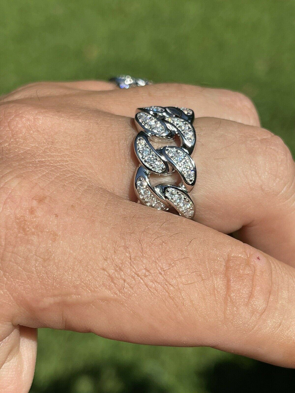 HarlemBling MOISSANITE Miami Cuban Ring 925 Sterling Silver Passes Diamond Tester Real Iced