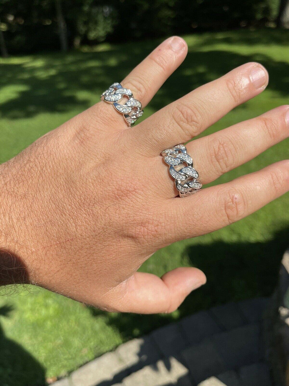 HarlemBling MOISSANITE Miami Cuban Ring 925 Sterling Silver Passes Diamond Tester Real Iced