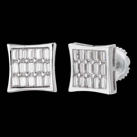 HarlemBling MOISSANITE Modern Baguette Kite Iced Out Earrings - 10k White Gold - 8mm