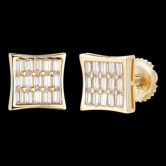 HarlemBling MOISSANITE Modern Baguette Kite Iced Out Earrings - 10k Yellow Gold - 8mm