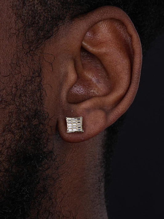 HarlemBling MOISSANITE Modern Baguette Kite Iced Out Earrings - 14k Gold Vermeil 925 Silver - 8mm