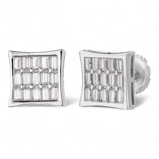 HarlemBling MOISSANITE Modern Baguette Kite Iced Out Earrings - 14k Gold Vermeil 925 Silver - 8mm