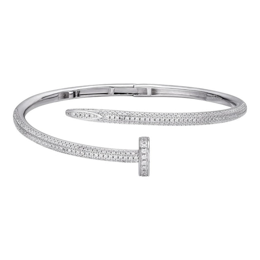 HarlemBling MOISSANITE Nail Bangle Bracelet Iced Out - 925 Silver - 6"-7.5"