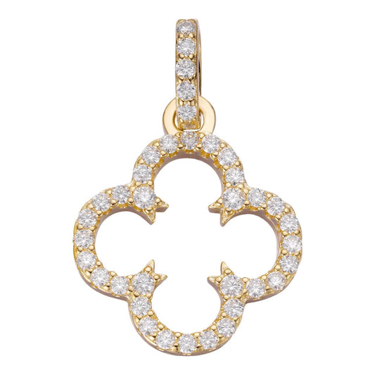 HarlemBling MOISSANITE Open Clover Flower Pendant - 14k Gold Vermeil 925 Silver - 3 Sizes 0.75"-1.5"
