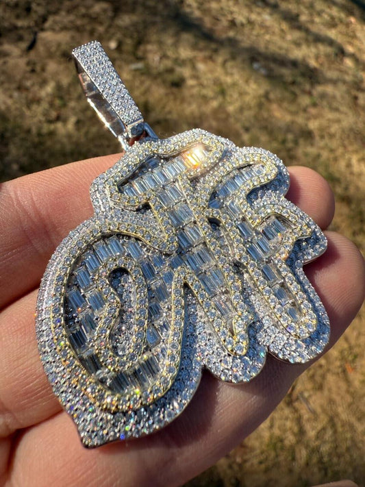 HarlemBling MOISSANITE OTF "Only The Family" Hip Hop Pendant - 14k Gold Vermeil Or 925 Silver - Large 2.75"