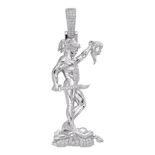 HarlemBling MOISSANITE Perseus W. Medusa Head Pendant - 925 Silver - 3 Sizes 1"-3"
