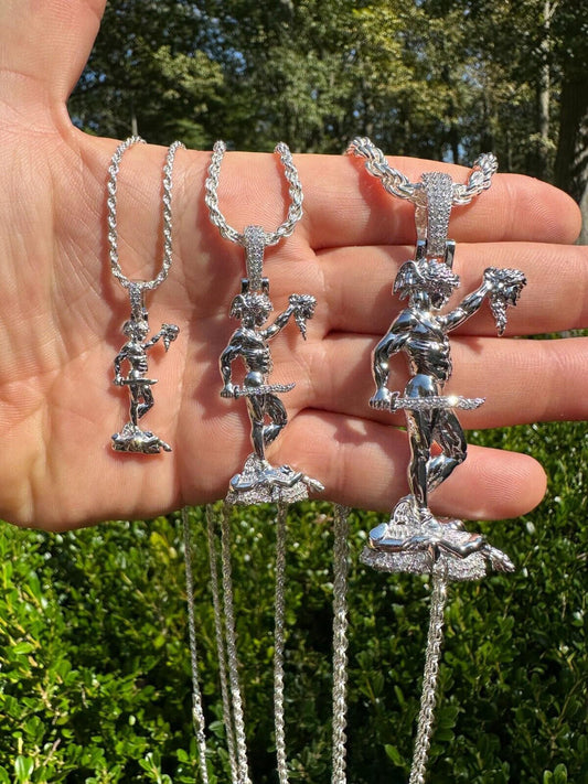 HarlemBling MOISSANITE Perseus W. Medusa Head Pendant - Iced Necklace Real 925 Silver 3 Size