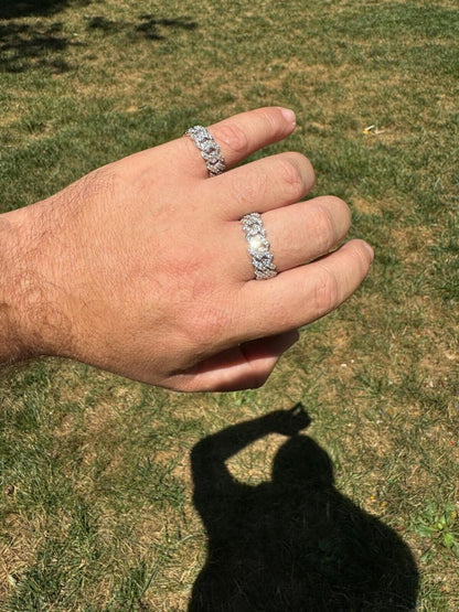 HarlemBling MOISSANITE Prong Cuban Eternity Band Ring - 925 Silver