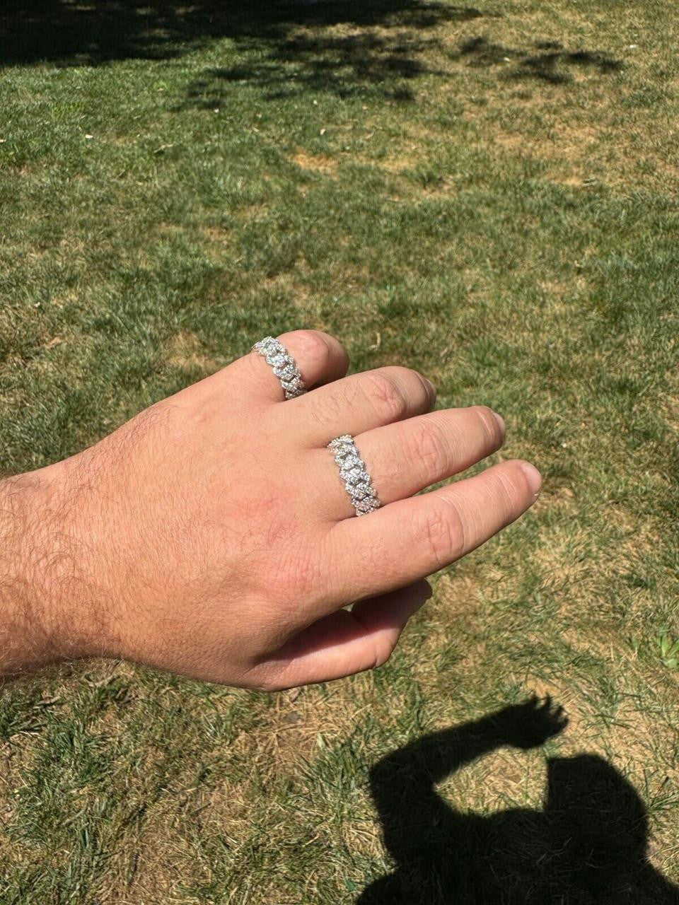 HarlemBling MOISSANITE Prong Cuban Eternity Band Ring - 925 Silver