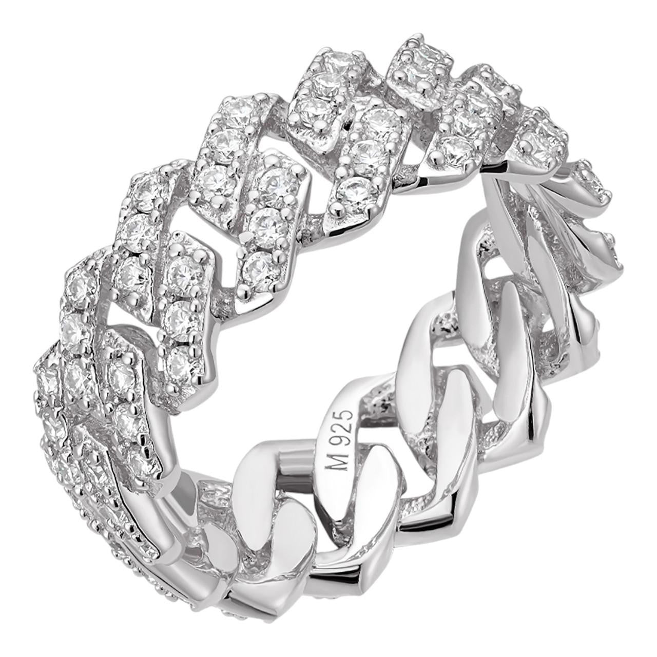 HarlemBling MOISSANITE Prong Cuban Eternity Band Ring - 925 Silver