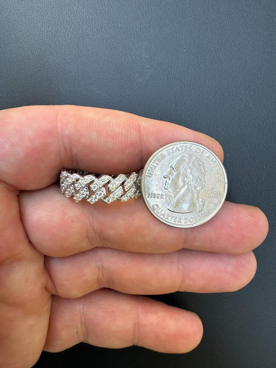 HarlemBling MOISSANITE Prong Cuban Eternity Band Ring - 925 Silver