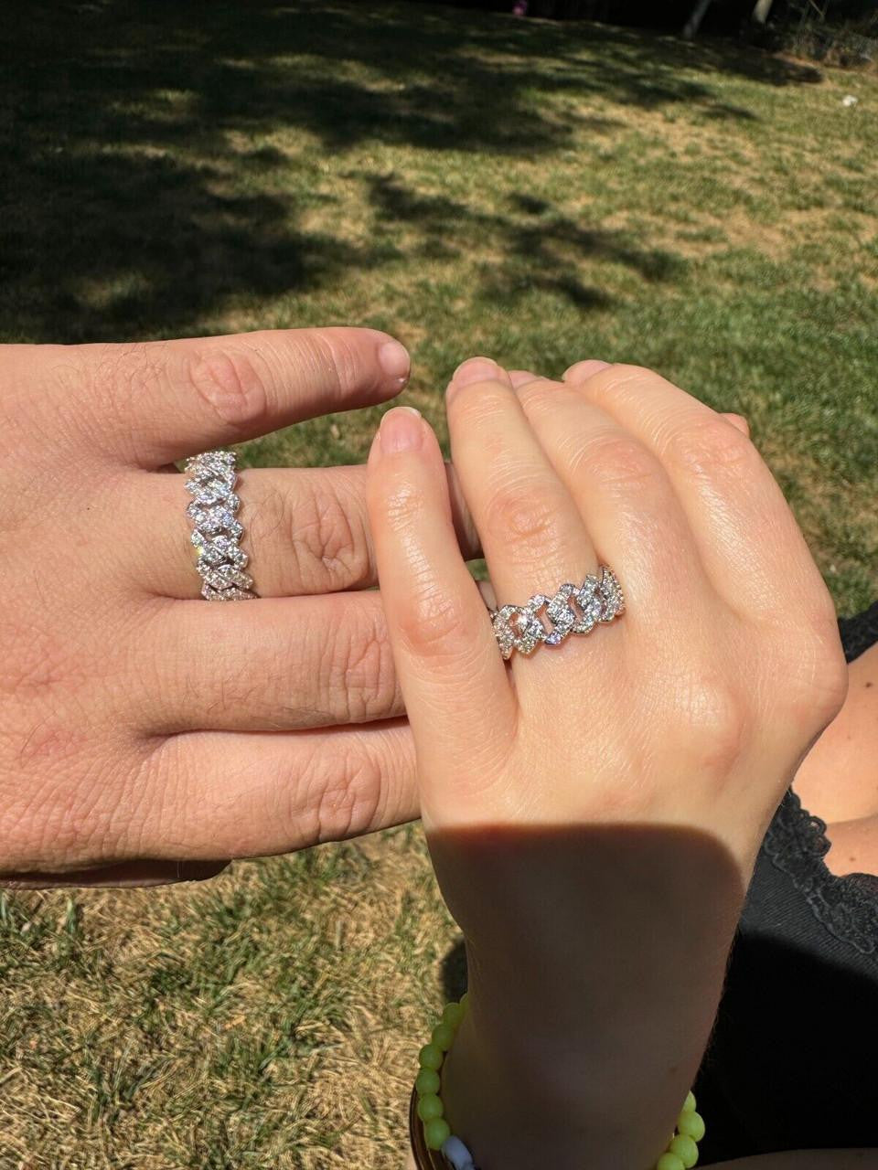 HarlemBling MOISSANITE Prong Cuban Eternity Band Ring - 925 Silver