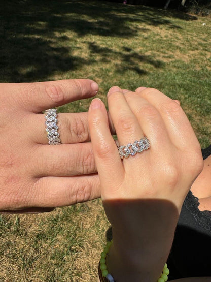 HarlemBling MOISSANITE Prong Cuban Eternity Band Ring - 925 Silver