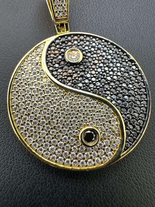 HarlemBling MOISSANITE Real 925 Silver / Gold Iced Ying Yang Chinese Symbol Pendant Necklace