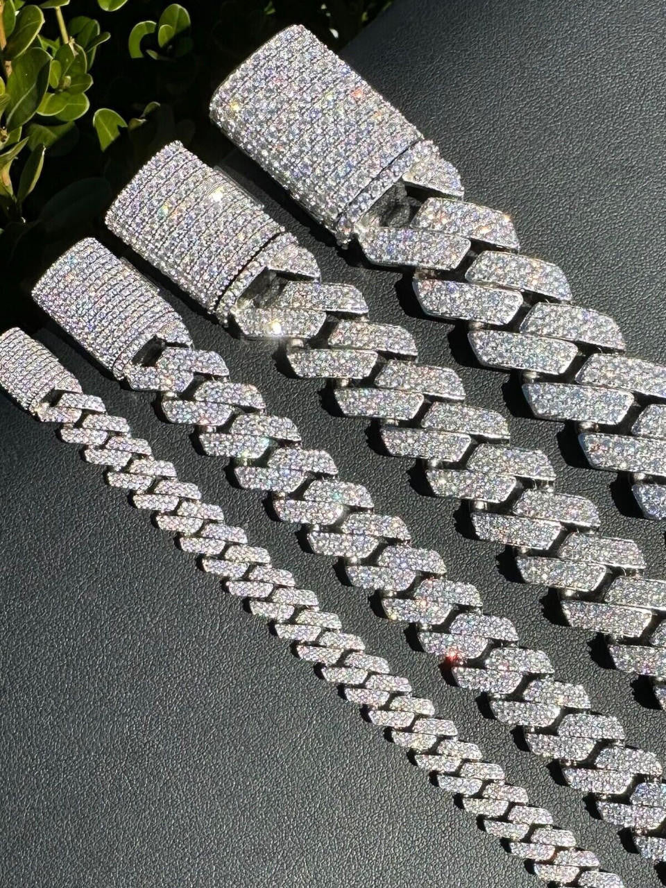 HarlemBling MOISSANITE Real Miami Cuban Link Prong Bracelet Iced Solid 925 Sterling Silver