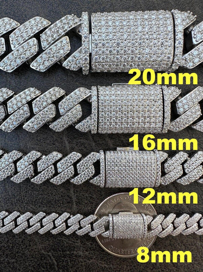 HarlemBling MOISSANITE Real Miami Cuban Link Prong Bracelet Iced Solid 925 Sterling Silver