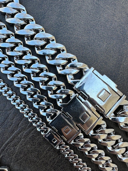 HarlemBling MOISSANITE Real Miami Cuban Link Prong Chain Iced Hip Hop 925 Silver Necklace