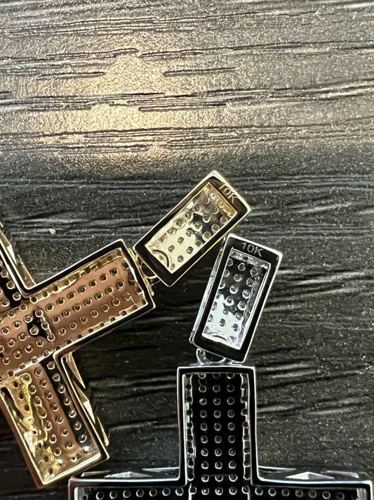 HarlemBling MOISSANITE Real Solid 10k Gold Cross Pendant Iced Pass Diamond Tester Hip Hop