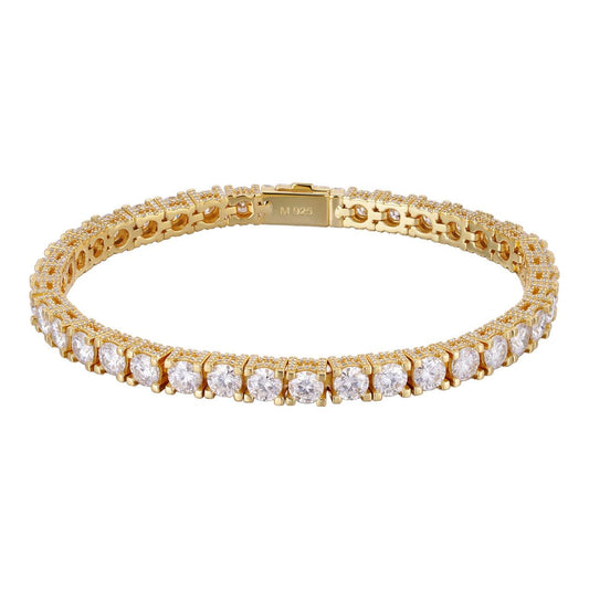 HarlemBling MOISSANITE Reinvented Tennis Bracelet Iced Out On All Sides - 14k Gold Vermeil 925 Silver - 5mm - 6" - 9"