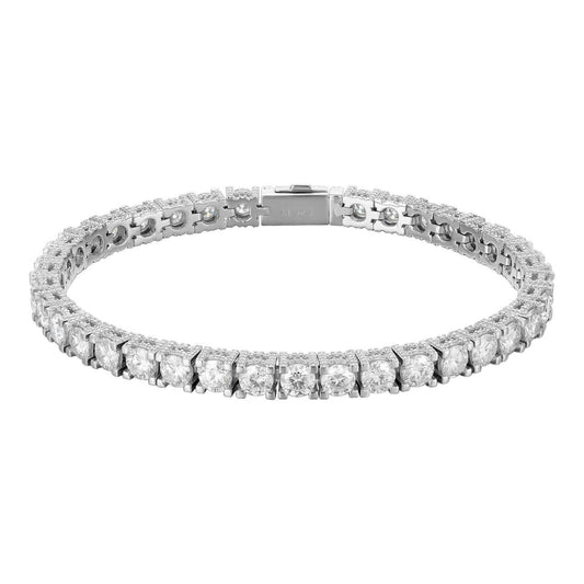 HarlemBling MOISSANITE Reinvented Tennis Bracelet Iced Out On All Sides - 925 Silver - 5mm - 6" - 9"