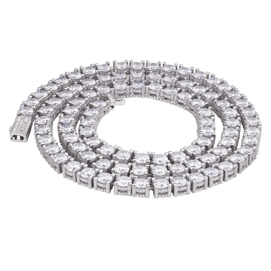 HarlemBling MOISSANITE Reinvented Tennis Chain Necklace Iced Out On All Sides - 925 Silver - 5mm - 14-28"