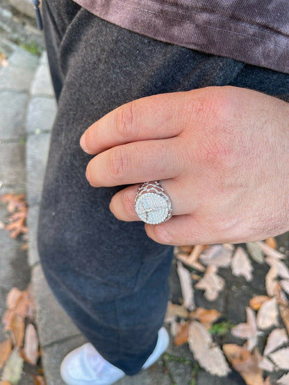 HarlemBling Moissanite Ring Jesus On Cross Real 925 Silver Hip Hop Iced Pass Diamond Tester