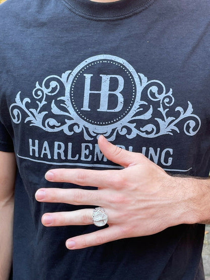 HarlemBling Moissanite Ring Jesus On Cross Real 925 Silver Hip Hop Iced Pass Diamond Tester