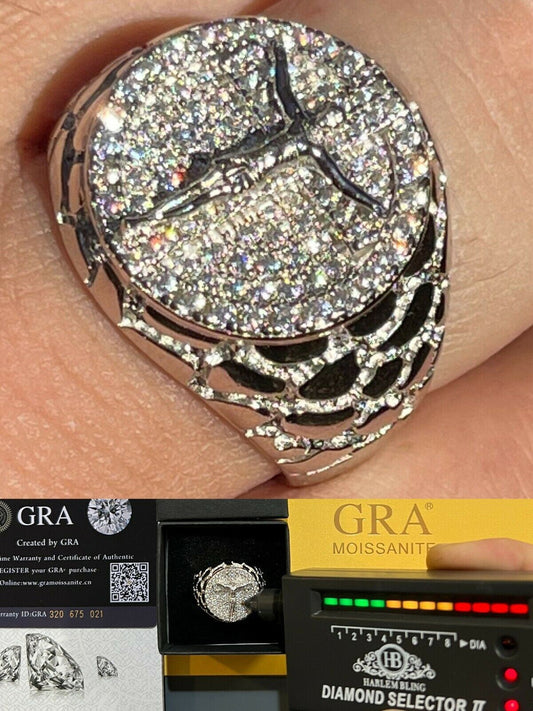 HarlemBling Moissanite Ring Jesus On Cross Real 925 Silver Hip Hop Iced Pass Diamond Tester