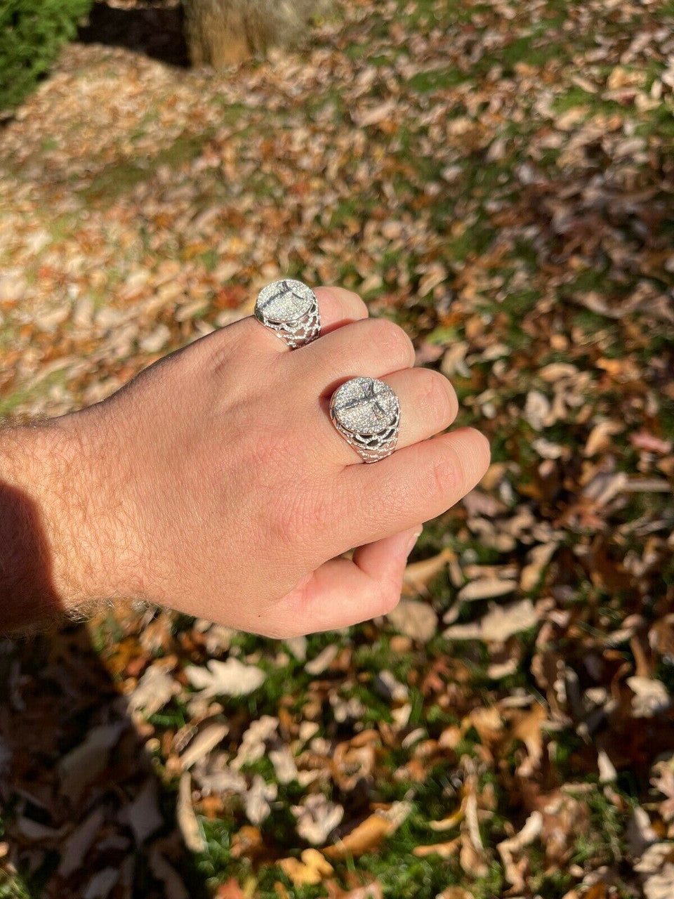 HarlemBling Moissanite Ring Jesus On Cross Real 925 Silver Hip Hop Iced Pass Diamond Tester