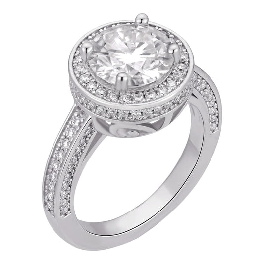 HarlemBling MOISSANITE Roman Halo Engagement Ring - 925 Silver - 1.7ct-4.7ct TW