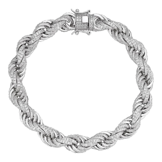 HarlemBling MOISSANITE Rope Bracelet Iced Out - 925 Silver - 9mm - 7.5"-8.5"