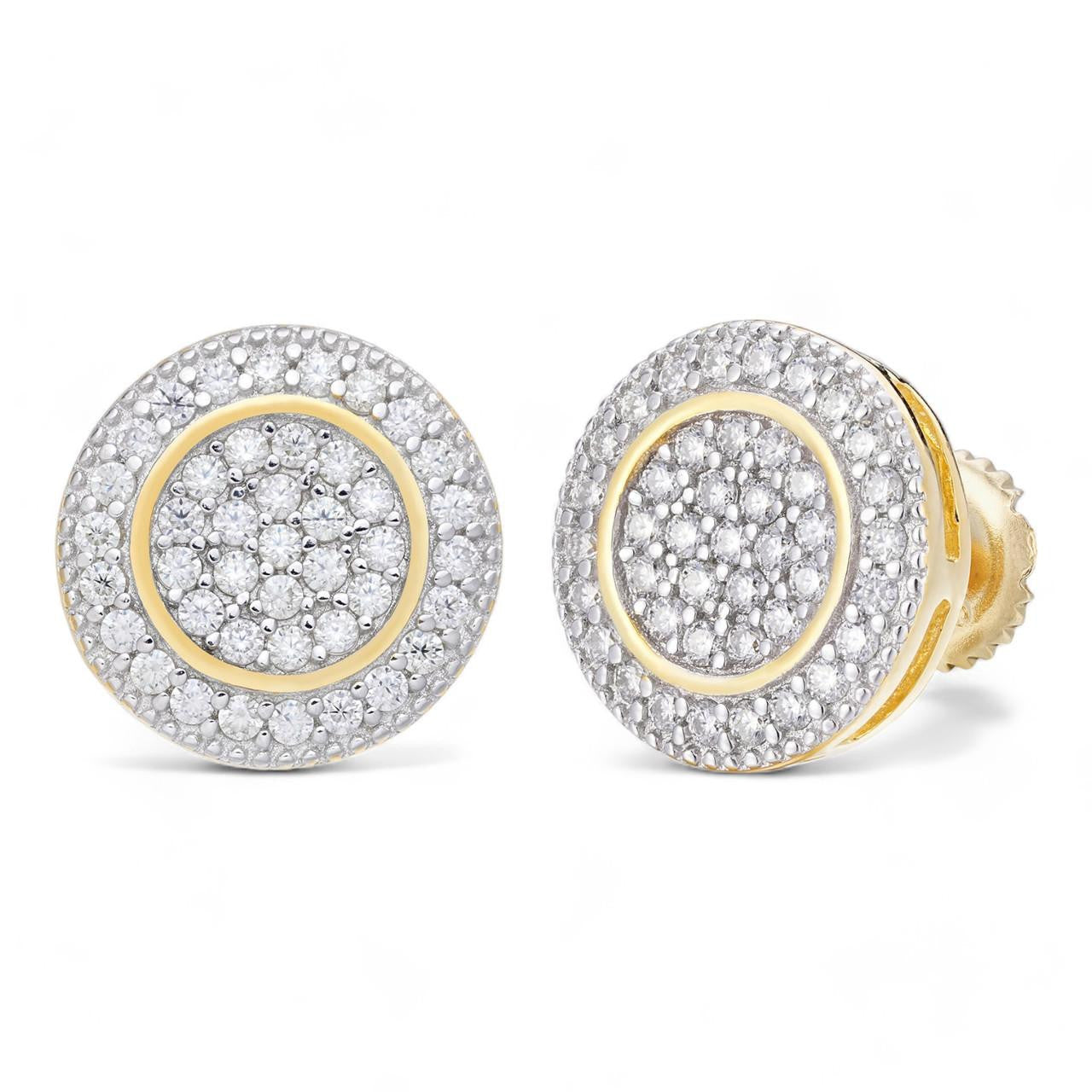 HarlemBling MOISSANITE Round Classic Iced Out Earrings - 14k Gold Vermeil 925 Silver - 11mm